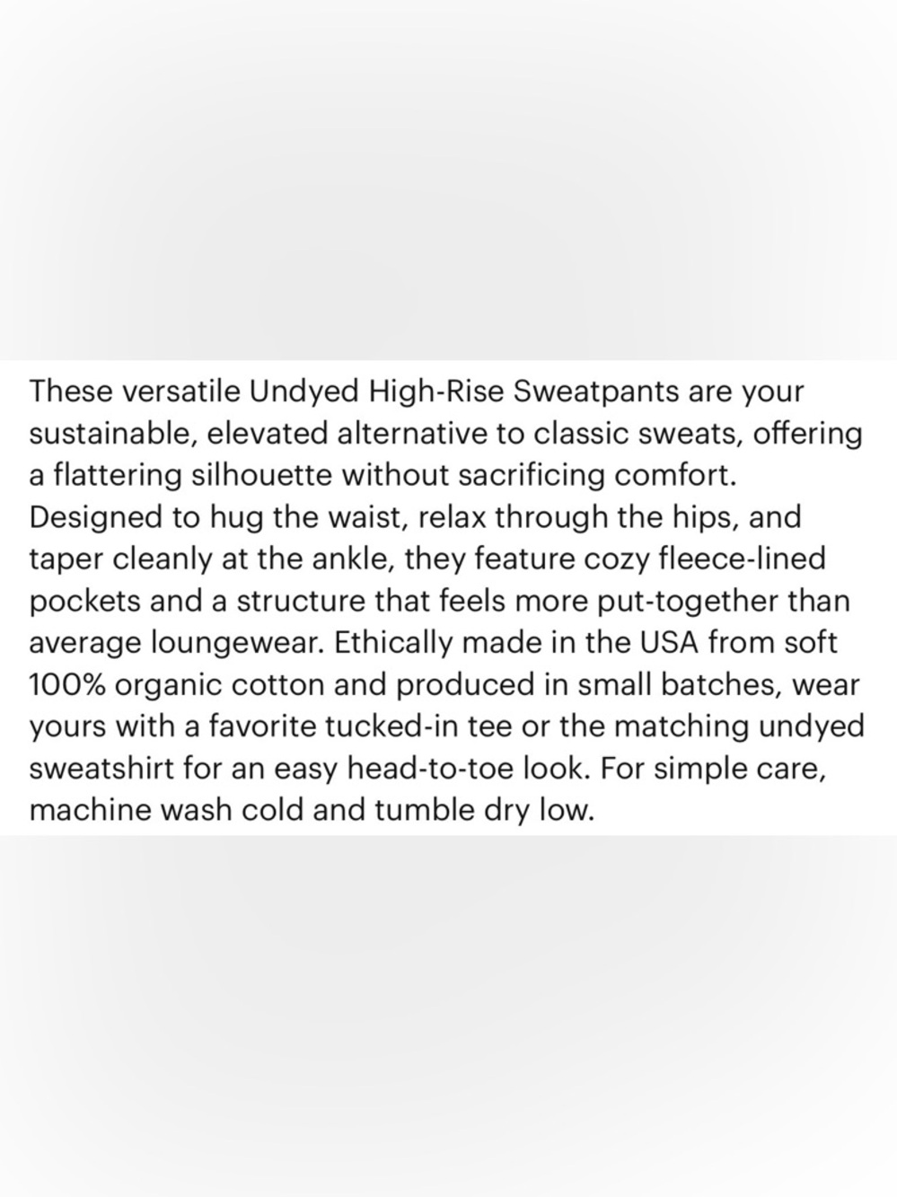 The Waight Undyed High Rise Sweatpants Off White , Small - Picture 3 of 8
